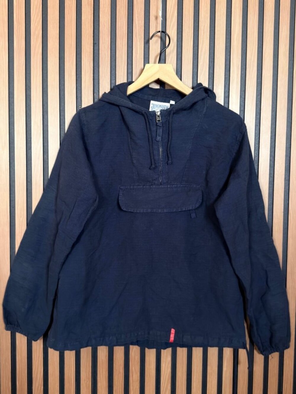 Jungmaven Jacket Small Womens Blue Shoreline Anorak 1/4 Zip Pullover Hemp Cotton